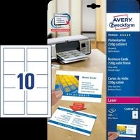 AVZ C32016-10 - Visitenkarten, glatte Kanten, satiniert, 100 St&uuml;ck, wei&szlig;