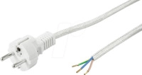 GB 50504 - Netzkabel, Schutzkontaktstecker, 3 m, Textilleitung, offenes End