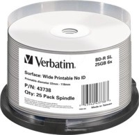 VERBATIM 43738 - BD-R, No-ID bedruckbar 25 GB, 6x, 25er Pack Spindle
