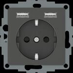 ME SM 2366-0414 - System M, Steckdose mit USB-Ladeger&auml;t 2x Typ A, anthrazit