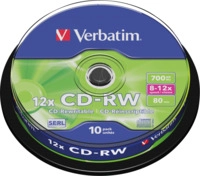 VERBATIM 43480 - CD-RW, 700 MB, 12x, 10er Pack Spindel