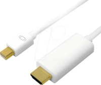 LOGILINK CV0124 - Mini DisplayPort 1.2 auf HDMI A Stecker, 4K/30Hz, wei&szlig;, 3.0 m