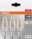 OSR 405807581931 - LED-Lampe BASE E14, 4 W, 470 lm, 2700 K, Filament, 3er-Pack