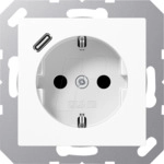 JG A1520-18 C WW - Steckdose mit USB-Ladeger&auml;t 1 x Typ C, Serie AS/A, alpinwei&szlig;