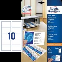 AVZ C32010-25 - Visitenkarten, mikroperforiert, 250 St&uuml;ck, wei&szlig;