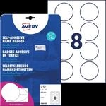 AVZ J4881-20 - Namens-Etiketten, Folie, rund, &Oslash; 65 mm, 160 St&uuml;ck, wei&szlig;