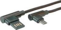 ROLINE 11028720 - USB 2.0 Kabel, A rev. St auf Micro B St, gewinkelt, 0,8 m