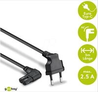 GOOBAY 97354 - Anschlusskabel Eurostecker beidseitig abgewinkelt, 3 m, Schwarz