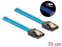 DELOCK 82133 - Kabel SATA 6 Gb/s St. > Bu., UV leuchtend blau, 70 cm