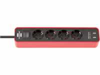 BRE 1153240076 - Ecolor Steckdosenleiste 4-fach + USB, rot/schwarz