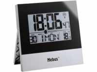 MEBUS 41787 - Funk-Wanduhr, digital, Kalender, Temperatur, silber/schwarz