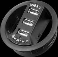DESKHUB 60-SW - Desk HUB 3-Port, 60mm schwarz