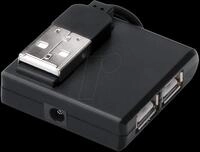 DIGITUS DA-70217 - DIGITUS USB 2.0 Mini Hub, 4-Port, schwarz