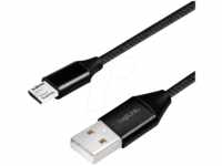 LOGILINK CU0144 - Sync- & Ladekabel, USB-A -> micro-B, 1,0 m, Baumw., schwarz