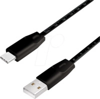 LOGILINK CU0157 - Sync- & Ladekabel, USB-A -> C, 1,0 m, lineal, schwarz
