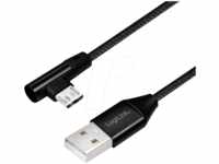 LOGILINK CU0141 - Sync- & Ladekabel, USB-A -> micro-B, 0,3 m, gew., Baumw.,...
