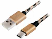 LOGILINK CU0133 - Sync- & Ladekabel, USB-A -> C, Nylon, schwarz/gold, 1,0 m