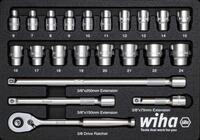 WIHA 44708 - Steckschl&uuml;sselsatz, Au&szlig;ensechskant, 3/8", 23-teilig