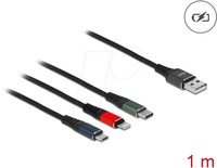 DELOCK 87277 - Ladekabel, USB-A -> micro USB, Lightning & USB-C, bunt, 1 m