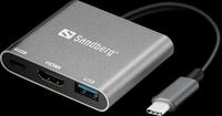 SANDBERG 136-00 - Adapter USB-C > HDMI, USB 3.0, 4K, Aluminium