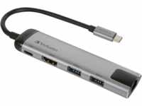 VERBATIM 49141 - Multiport-Adapter, USB-C, HDMI, Ethernet, silber