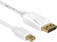 DELOCK 83483 - DisplayPort Kabel, DP mini Stecker auf DP Stecker, 3 m, wei&szlig;