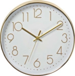 N CLWA015PC30GD - Wanduhr, Durchmesser: 300 mm, Kunststoff, Gold / Weiss