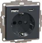 ME SM 2367-0414 - System M, Steckdose mit USB-Ladeger&auml;t Typ A + Typ C, anthrazit