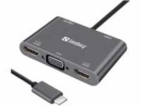 SANDBERG 136-35 - Adapter USB-C > 2x HDMI + VGA + USB 3.0 + PD, 4K