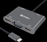 SANDBERG 136-35 - Adapter USB-C > 2x HDMI + VGA + USB 3.0 + PD, 4K