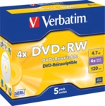 VERBATIM 43229 - DVD+RW 4,7 GB, matt, 5er Pack Jewel Case