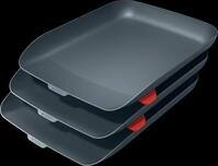 LEITZ 53582089 - Briefkorb Set (3 Briefk&ouml;rbe + 2 Stapelelemente), Cosy, grau
