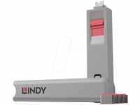 LINDY 40425 - USB-C-Port Schloss (1x Schlüssel, 4x Schlösser), pink