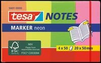 TESA 56691 - Klebezettel, Marker, 20 x 50mm, 4 x 50 Blatt, neon