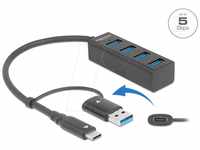 DELOCK 63828 - USB 3.0 Hub, 4 Port, USB-C zu 4x USB-A + C auf A Adapter