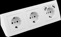 MCP 534-777 - Tischsteckdose, 3-fach, Typ F - CEE 7/3, 2 x USB, wei&szlig;