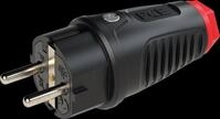 TAUR2 0512-SR - Vollgummi-Stecker Taurus2, Typ F - CEE 7/4, schwarz/rot