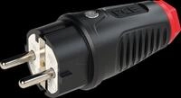 TAUR2 0511-SR - Gummi-Stecker Taurus2, Typ F - CEE 7/4, schwarz/rot