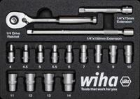 WIHA 44683 - Steckschl&uuml;sselsatz, Au&szlig;ensechskant, 1/4", 16-teilig