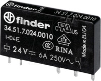 FIN 34.51.7 5V - Steck-Printrelais, 1 CO, 6 A, 5 V DC sensitiv