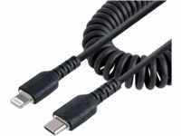 ST RUSB2CLT50CBC - Sync- & Ladekabel, USB-C > Lightning, 50 cm, Spiralkabel, schwar