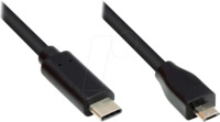 GC M0123 - USB 2.0 Kabel, C-Stecker < micro B-Stecker, CU, schwarz, 2 m