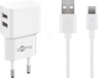 GOOBAY 44987 - USB-Ladeger&auml;t, dual, 5 V, 2,4 A, USB-C, wei&szlig;