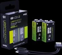VERICO 2X 9V - Li-Ion-Akku, 9V Block, 7,4 V, 500 mAh, USB-C, 2er-Pack