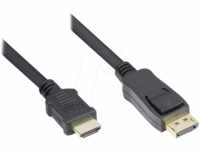 GC DP-HDMI - DisplayPort 1.2 Stecker auf HDMI A Stecker, 24K, 2 m, schwarz