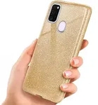 Samsung Galaxy M30s H&uuml;lle Glitzer Gold &ndash; ONEFLOW Glitter Case, 3in1 Silikon,