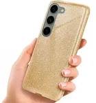 Samsung Galaxy S23 H&uuml;lle Glitzer Gold &ndash; ONEFLOW Glitter Case, 3in1 Silikon,