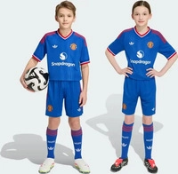adidas Manchester United Ausw&auml;rtsshort Kinder Blau/Rot Jungen/M&auml;dchen