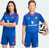 adidas Manchester United Ausw&auml;rtstrikot Kinder Blau/Rot Jungen/M&auml;dchen