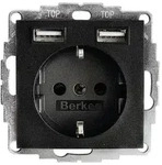 Berker S.1/B.3/B.7 Schuko Steckdose, 2fach USB Typ A-A, 2,4A, erh. Ber&uuml;hrungsschutz,